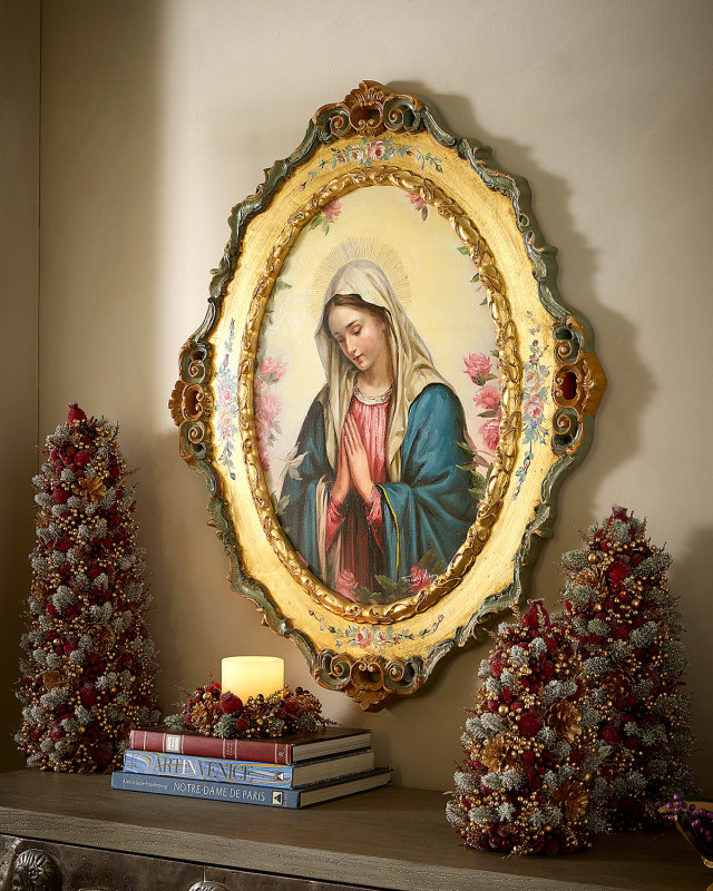 The Virgin Mary Oil Painting with Oval Italian Frame